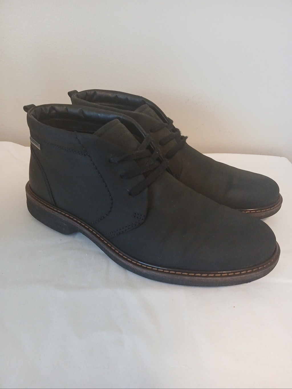 Ecco Turn Gore-Tex Waterproof Nubuck Ankle Boots Men's Size 11 Black Eu 44 - Vg